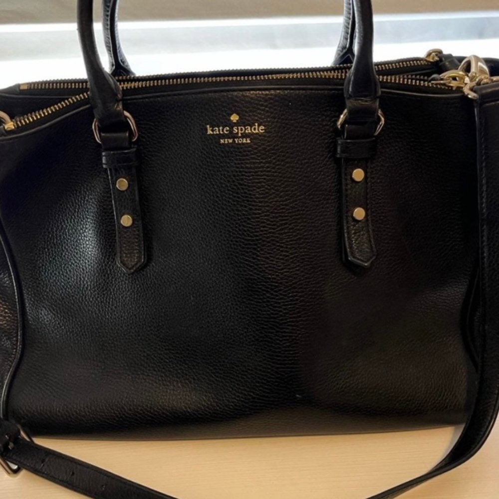 Kate Spade Black Leather Work Bag/Purse with Strap